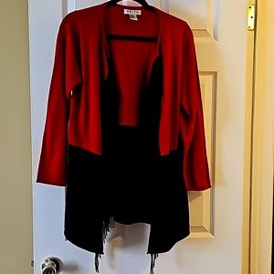 ABITO Red and black sweater S with tassel accent